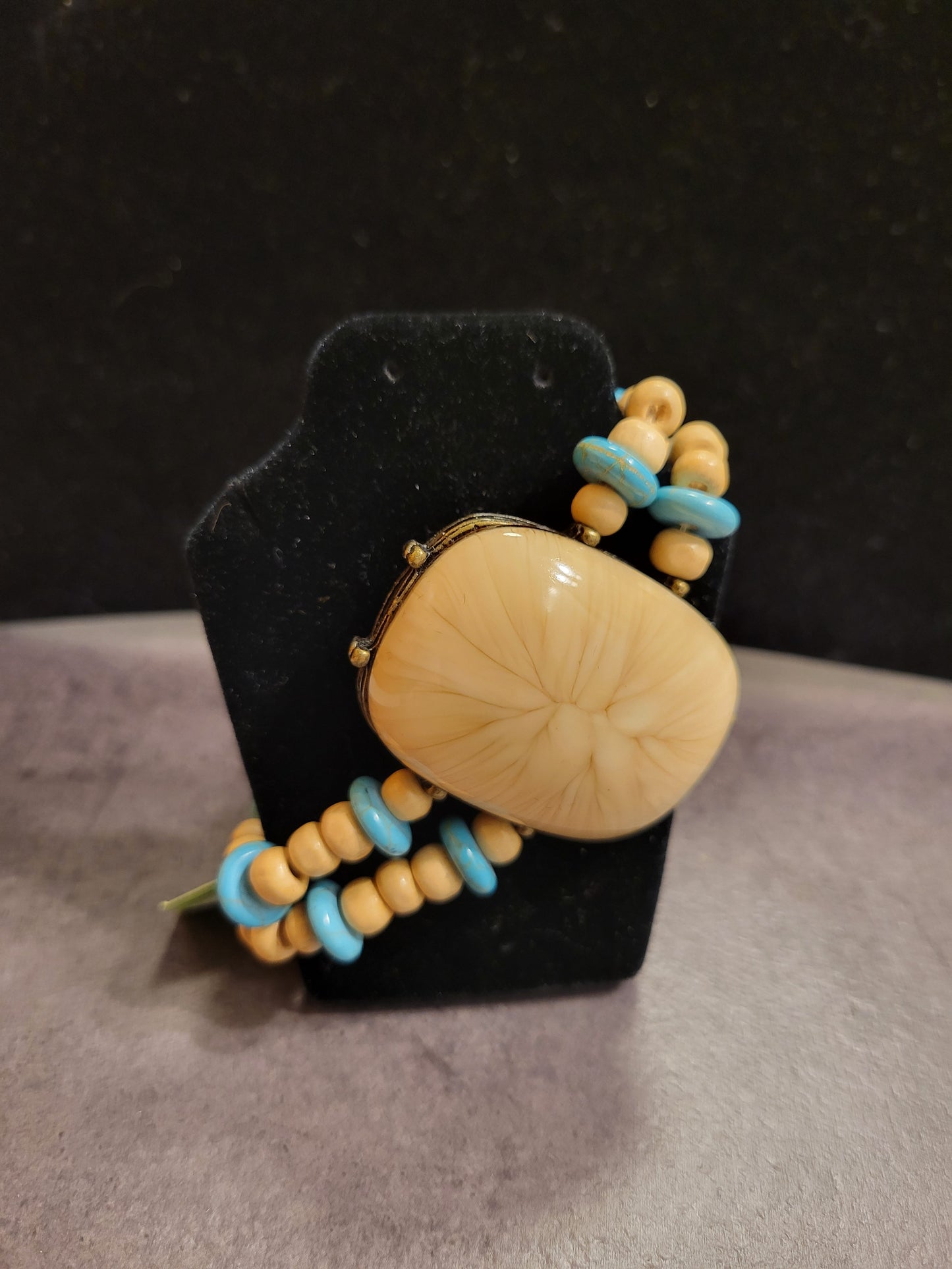 Beige & Turquoise Stretch Bracelet