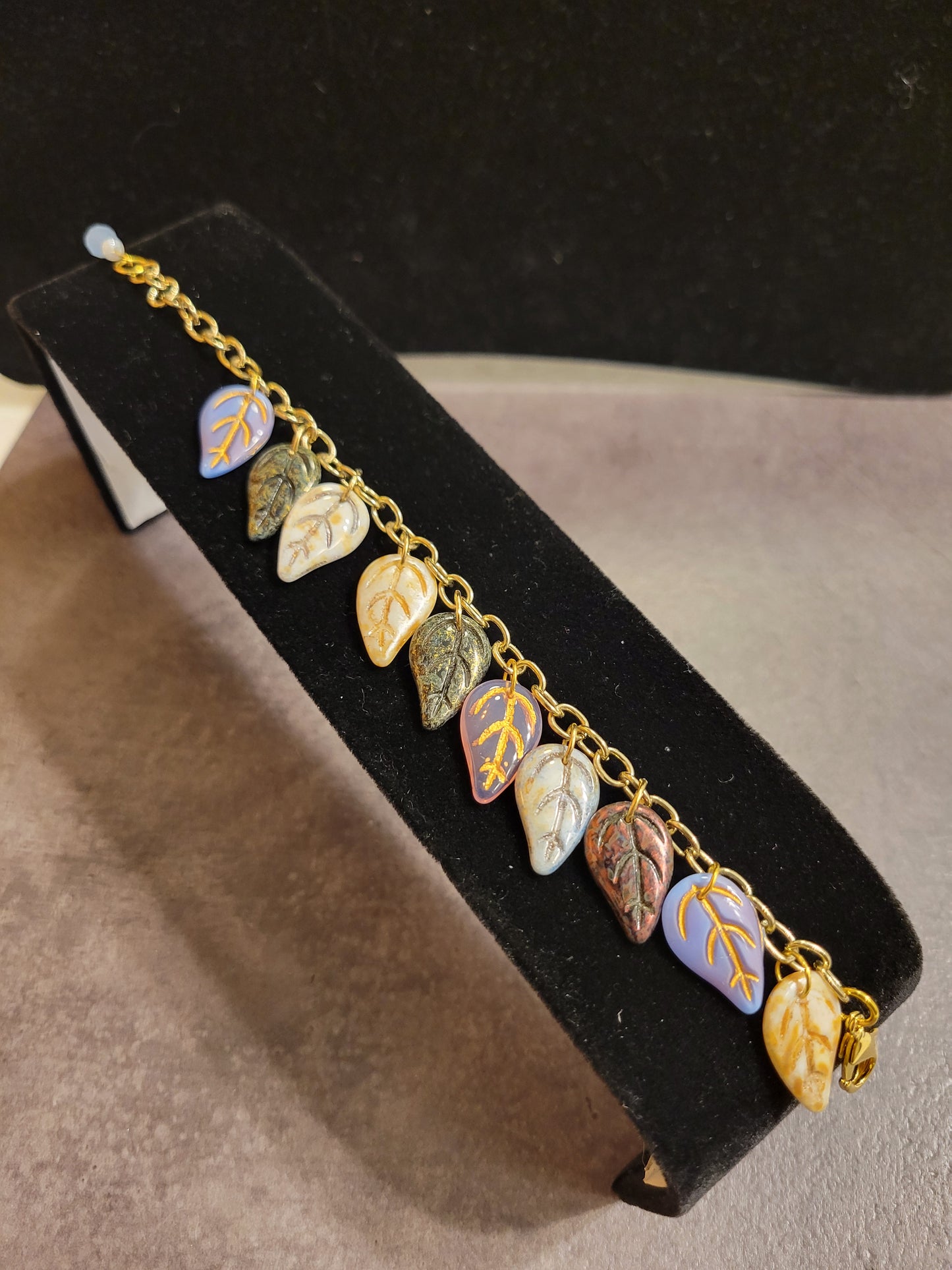 Leaf Charm Bracelet - Lobster Claw clasp - Up to 7 3/4"