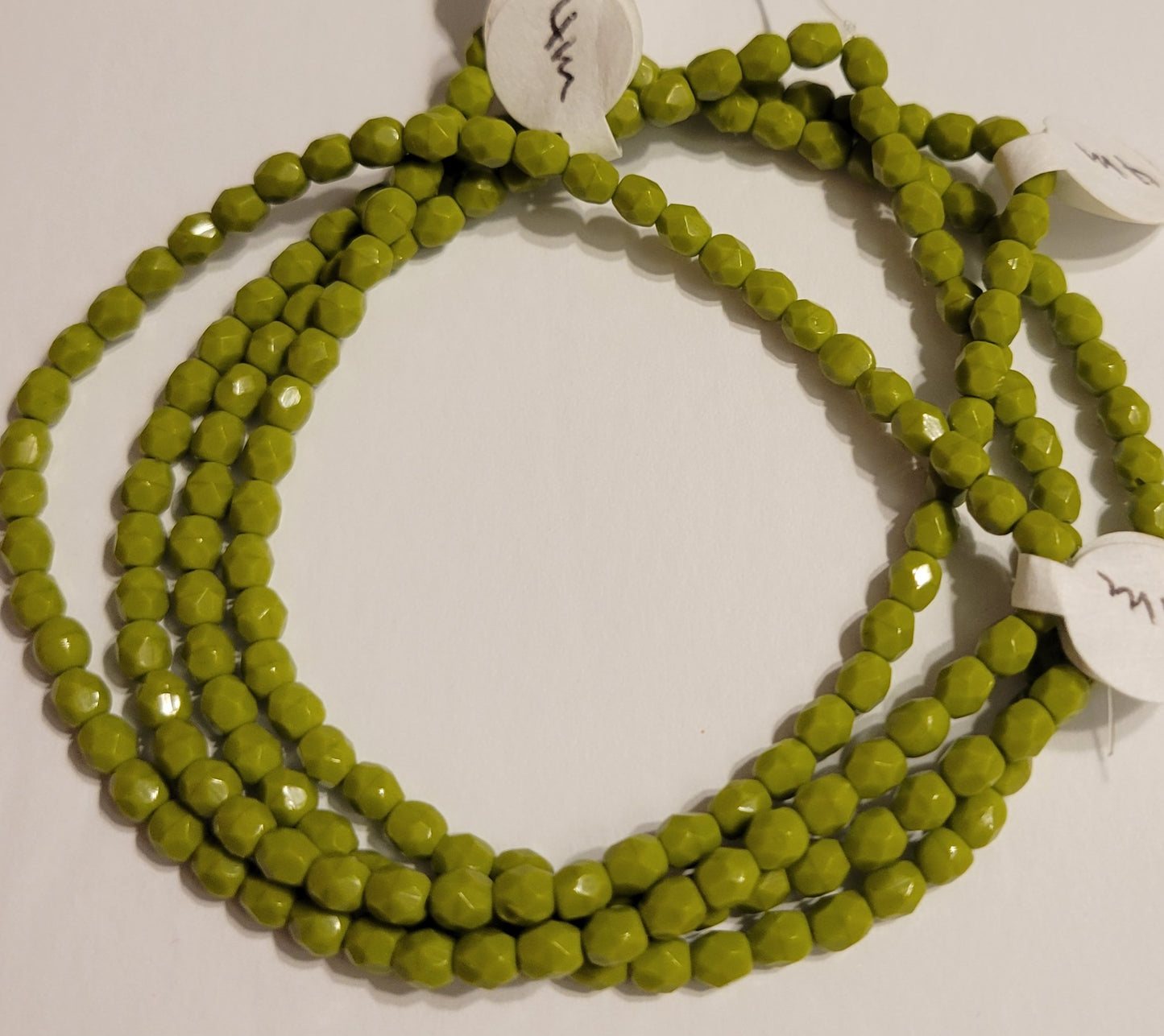 Opaque Light Olive Faceted Crystal Round - 4 mm