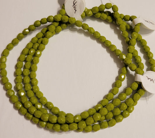 Opaque Light Olive Faceted Crystal Round - 4 mm