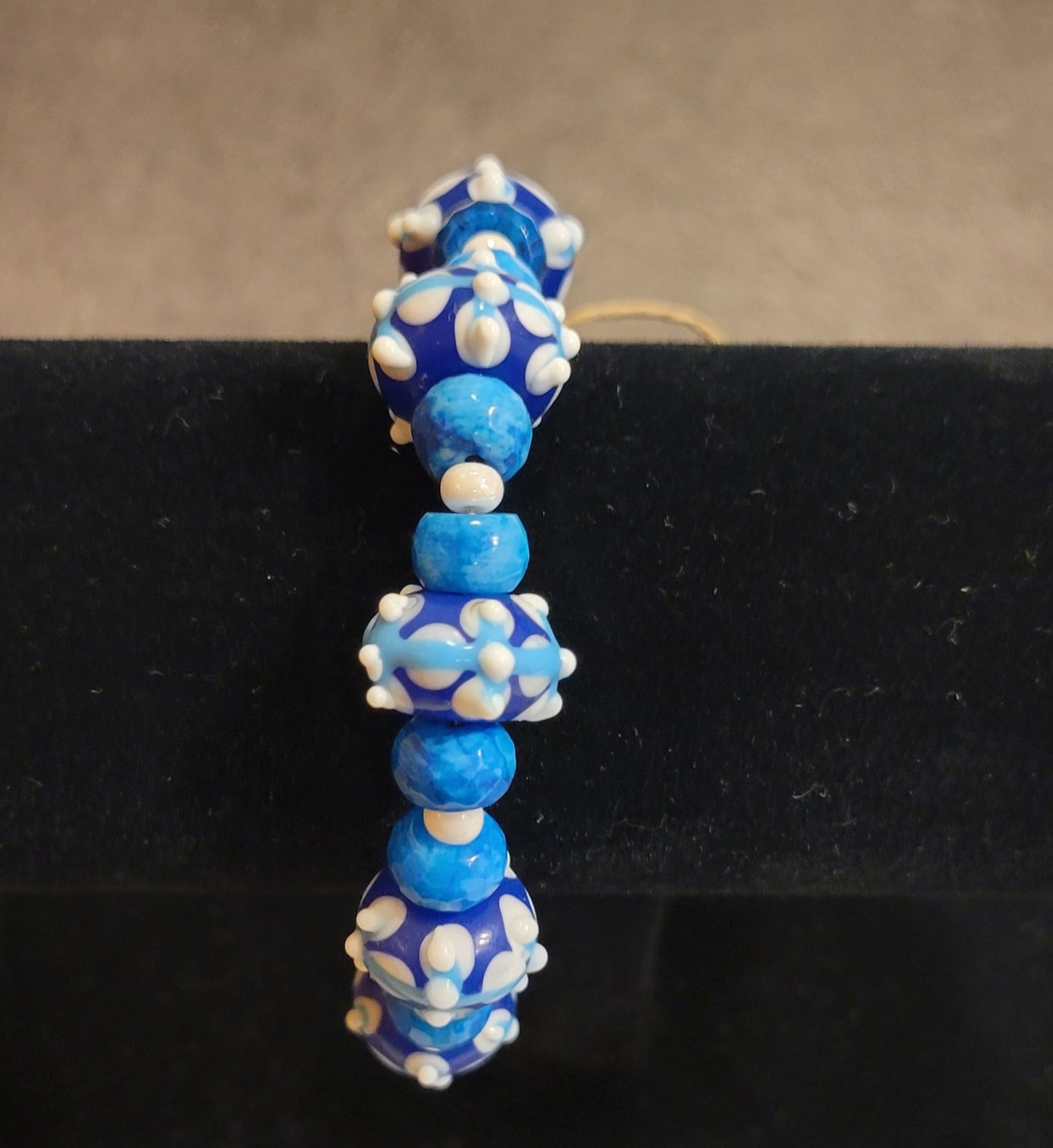 Bracelet - Blue Lampworked Beads - Toggle Clasp - 8"