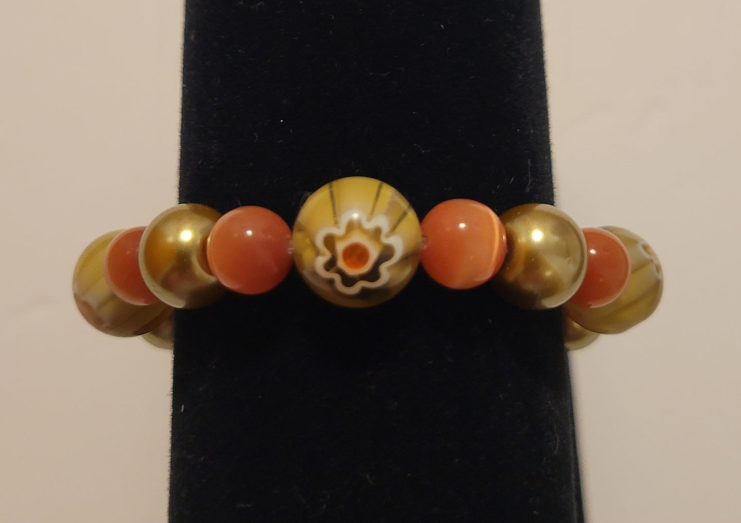 Stretch Bracelet - Millifiori/Pearl/Cat's Eye - Approx 7 1/2"