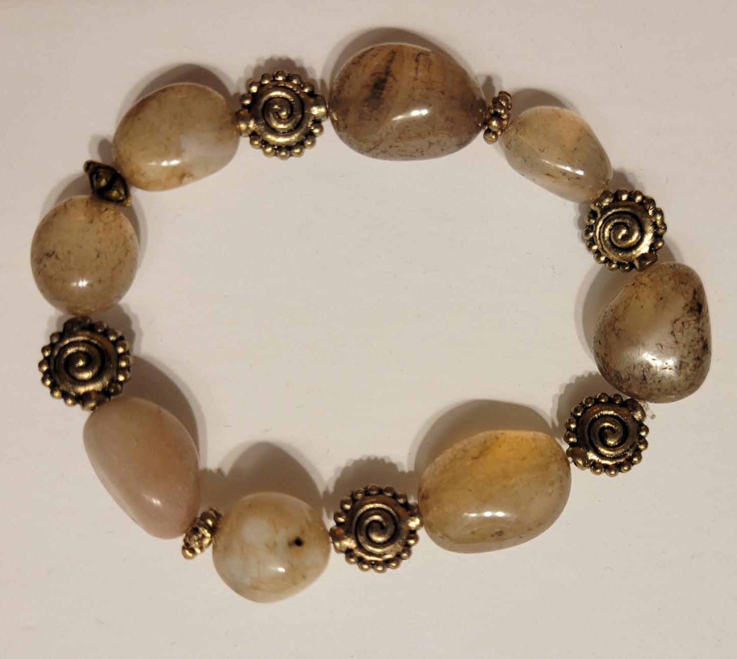 Stretch Bracelet - Stones w/gold accent beads - Approx. 7 1/2"