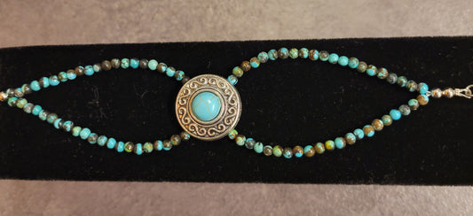 Bracelet - Turquoise & Silver - Approx. 8"