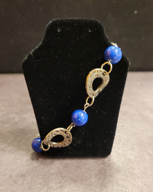 Bracelet - Blue & Silver - Approx. 7 1/2"