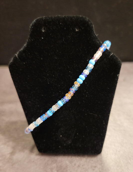 Stretch Bracelet - Blue Mix - Approx. 7 1/2"