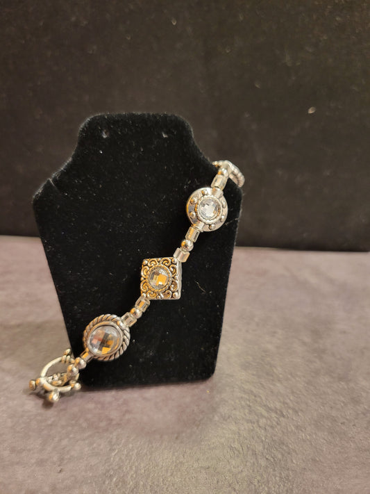 Bracelet - Crystal & Silver - Approx. 8 1/2"