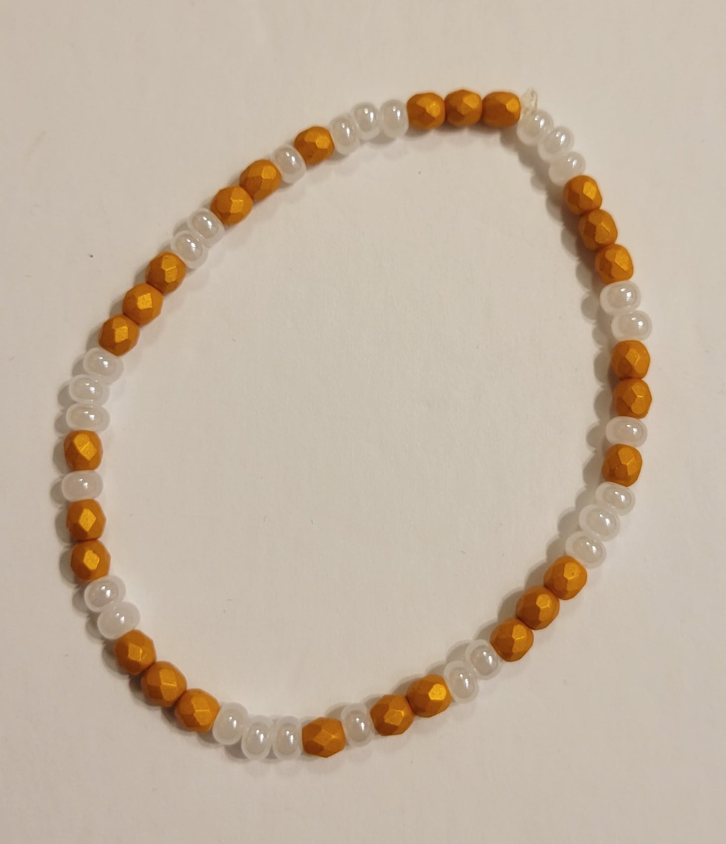 Stretch Bracelet - Orange & White - Approx. 7 1/2"