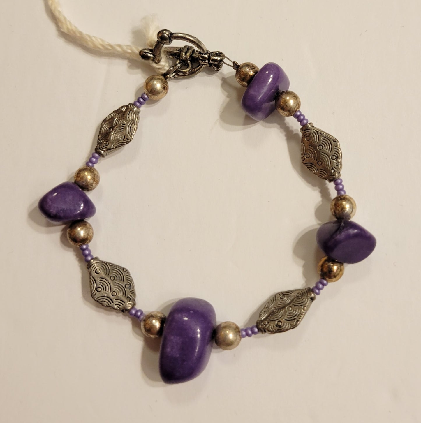 Bracelet - Purple & Silver - Approx. 7 3/4"