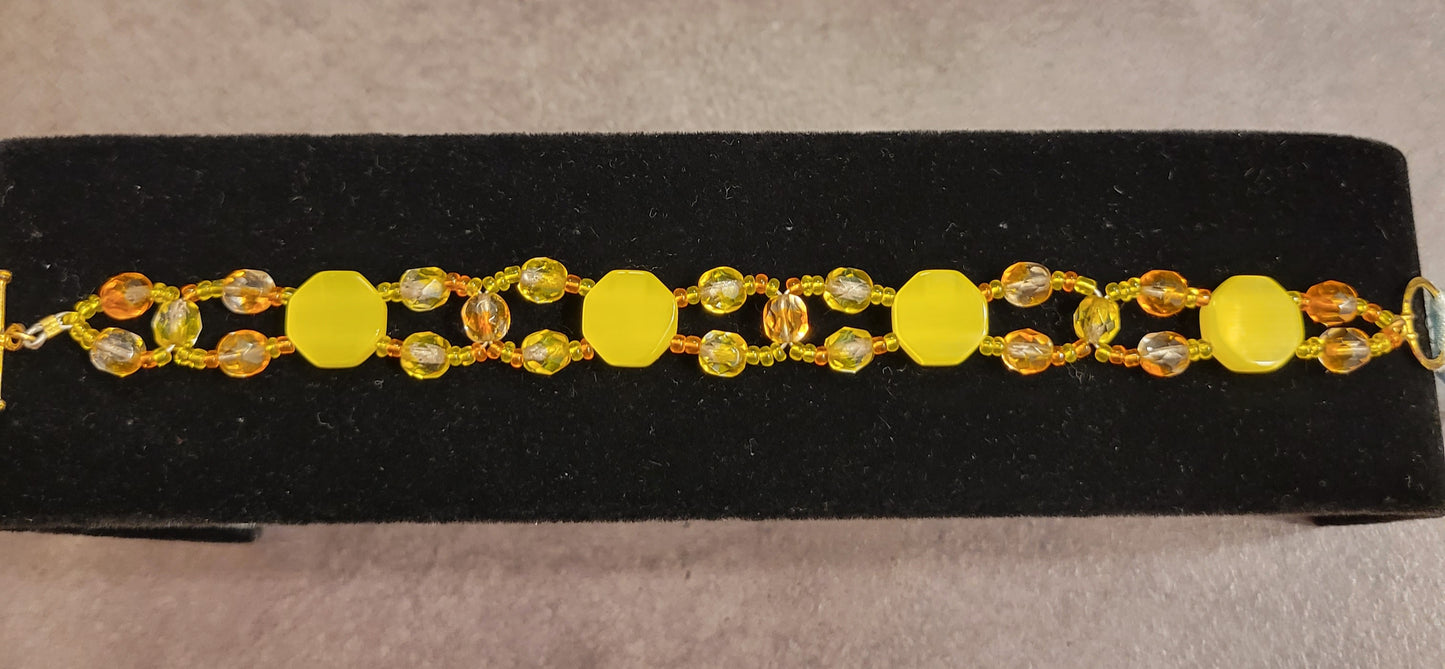 Bracelet - Yellow & Orange - Approx. 7 3/4"