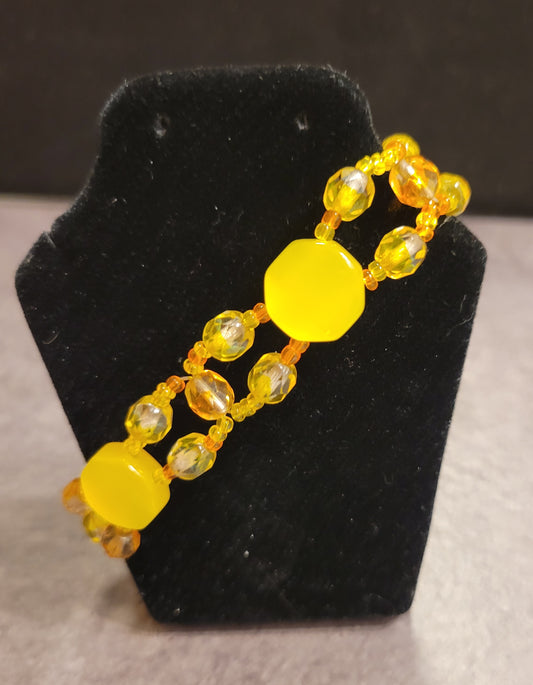 Bracelet - Yellow & Orange - Approx. 7 3/4"