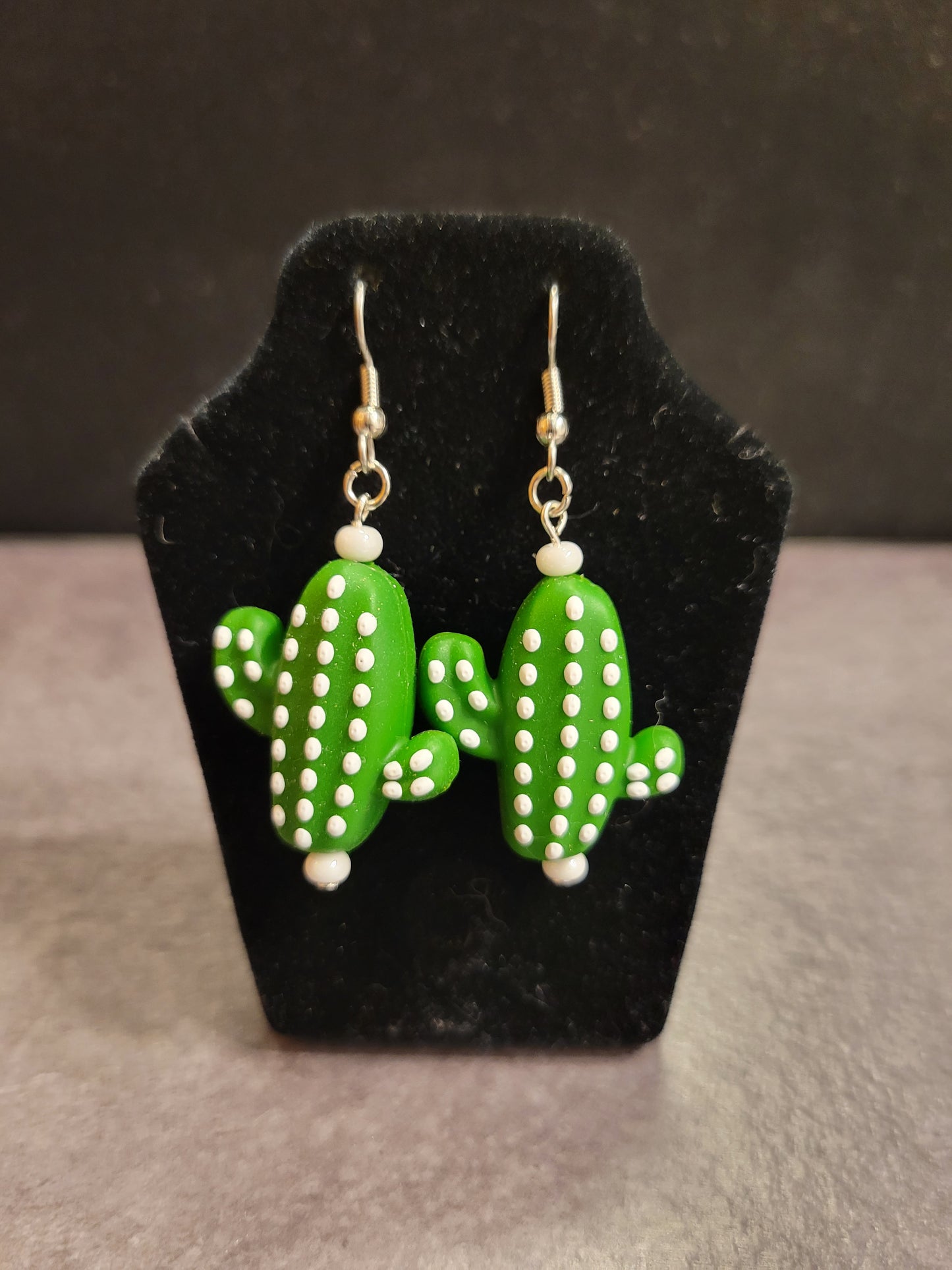 Cacti Earring with White accent beads