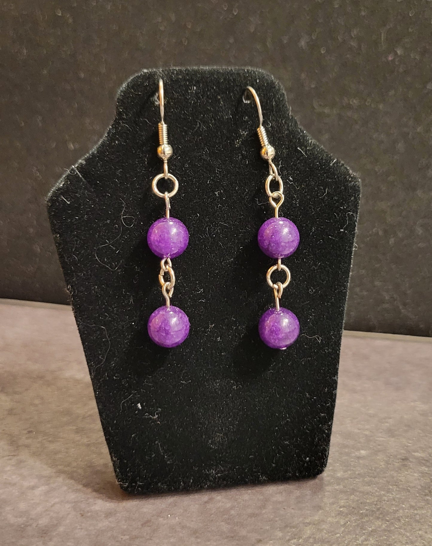 Earrings - Purple Rounds - Approx. 1 1/4"