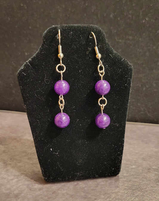 Earrings - Purple Rounds - Approx. 1 1/4"