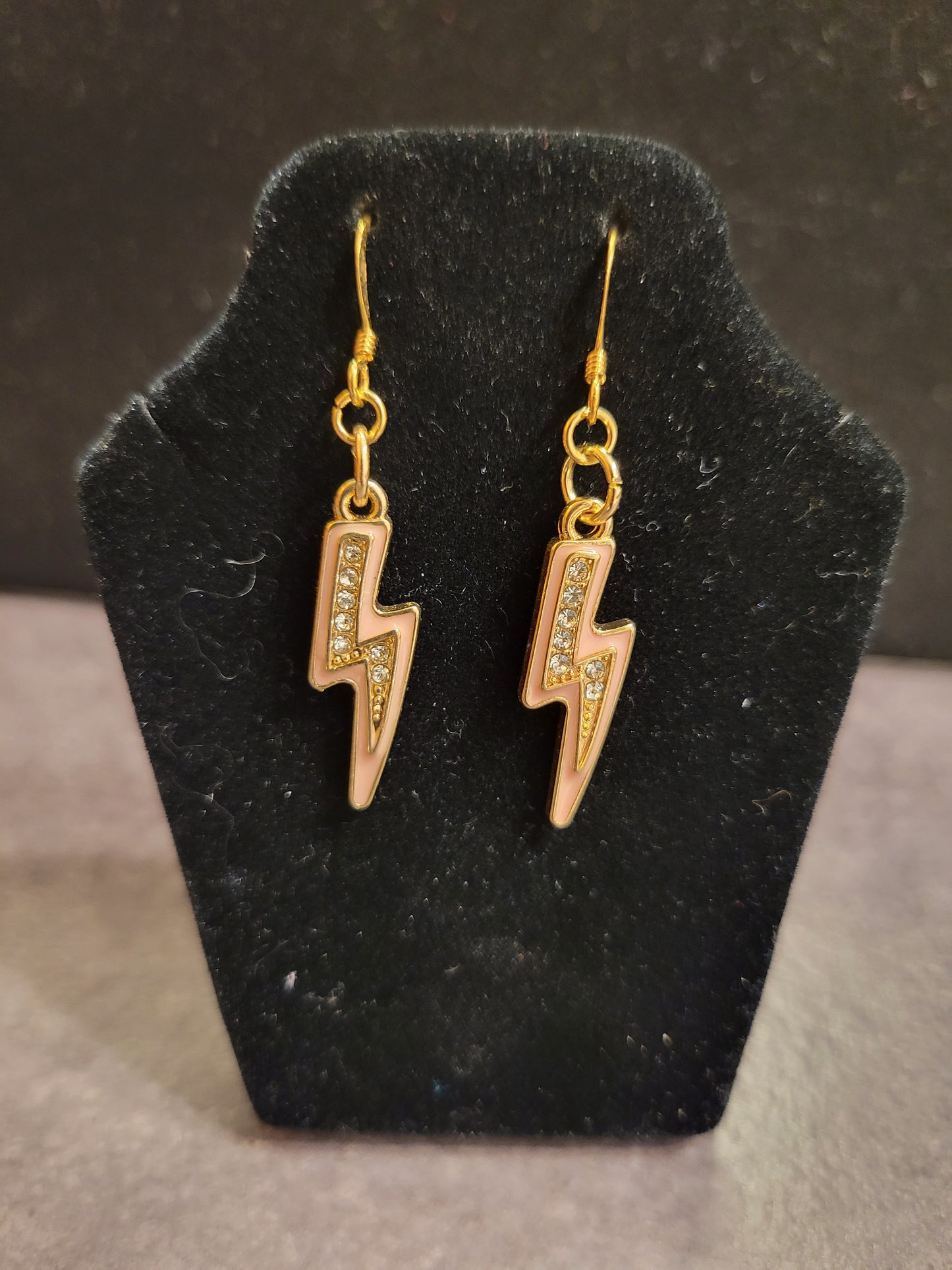 Earrings - Gold & Peach Lightning Bolts