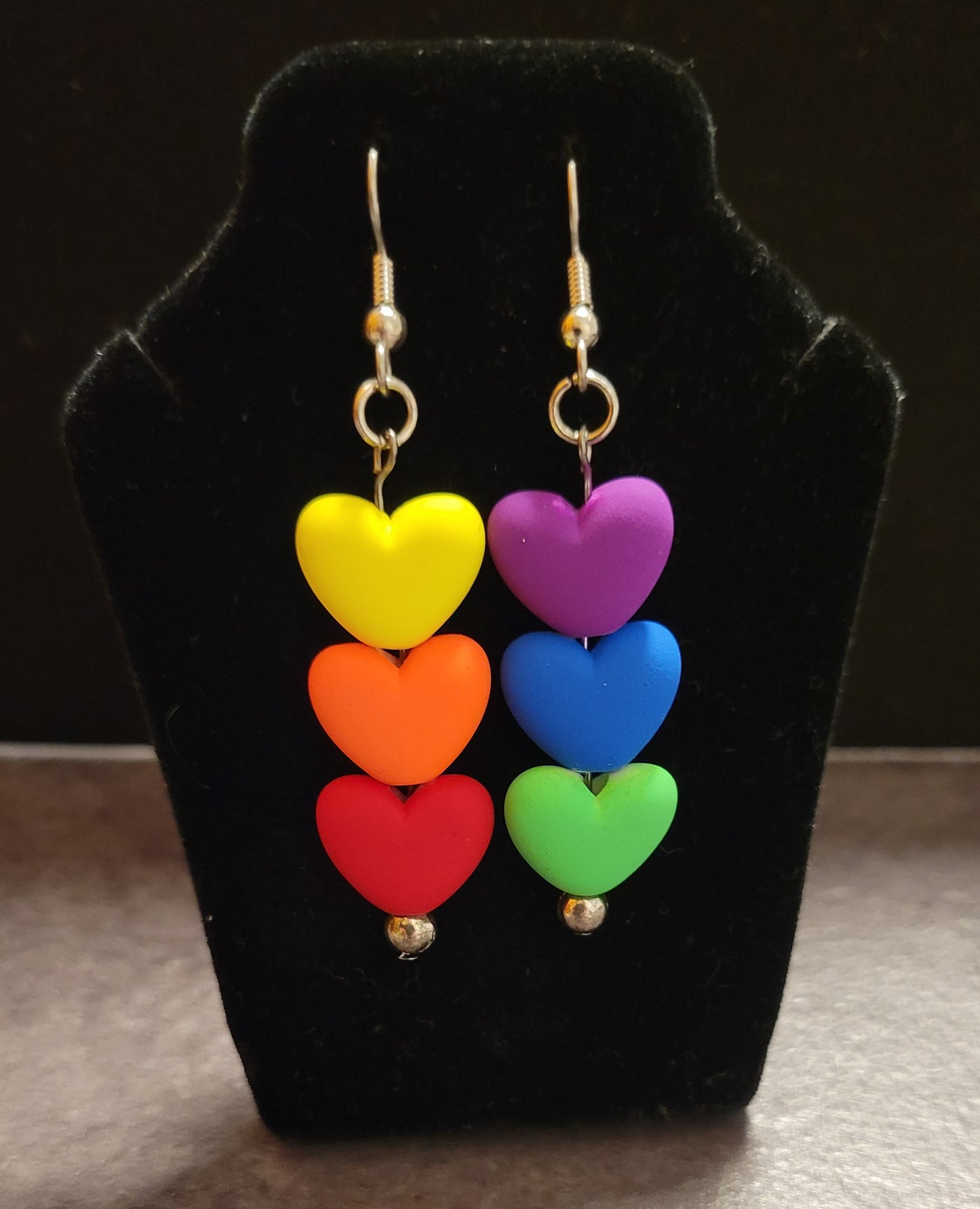 Earrings - Rainbow Hearts w/silver