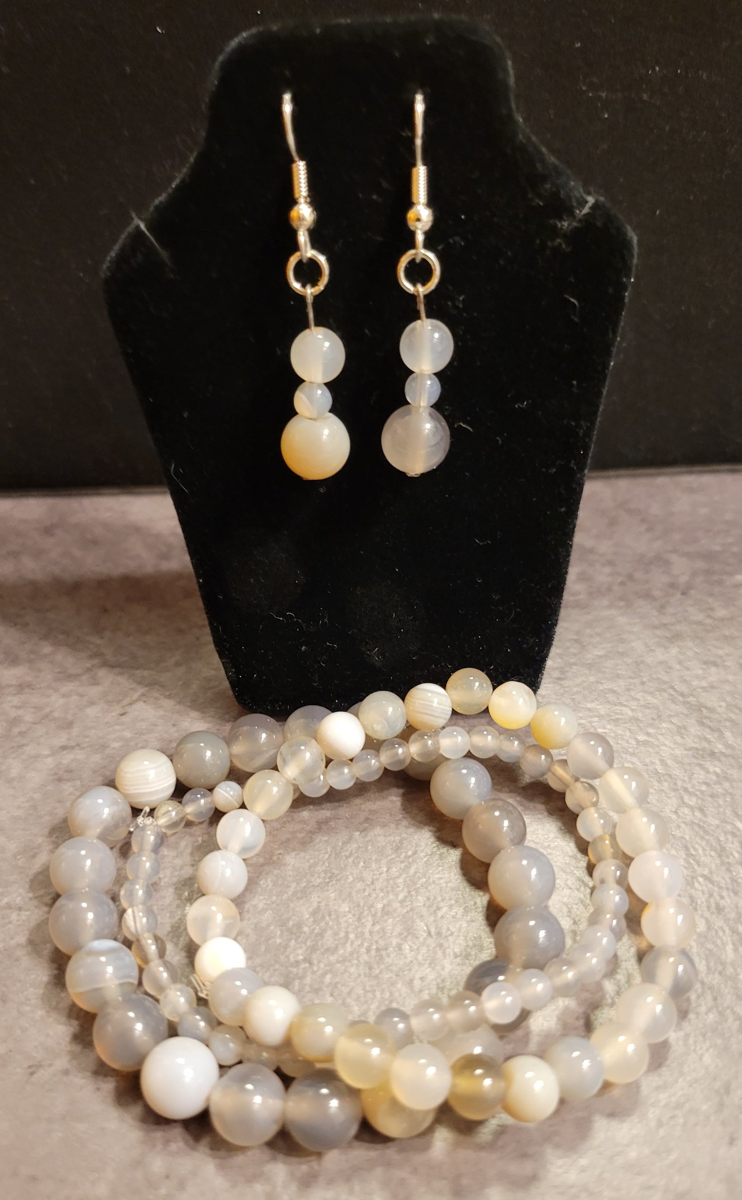 Stretch Bracelet Set of 3 w/Matching Earrings