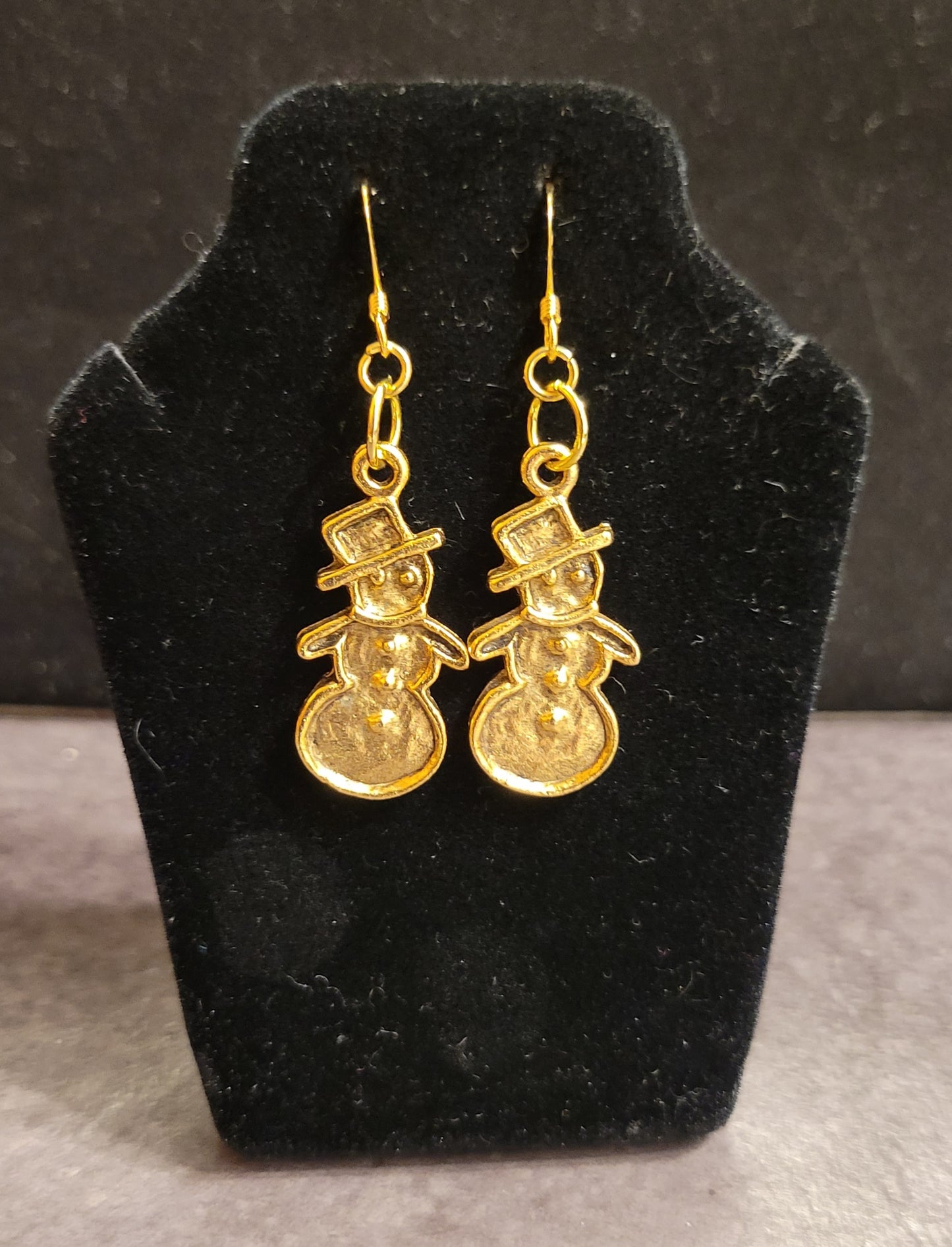 Earrings - Gold Snowmen