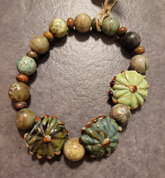 Stretch Bracelet - Agate/Jasper mix - Approx. 7 1/2"