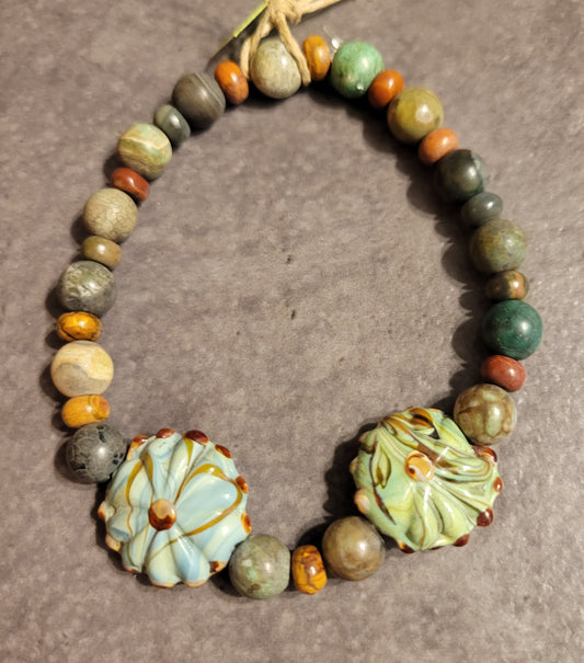 Stretch Bracelet - Agate/Jasper Mix - Approx. 7 1/2"