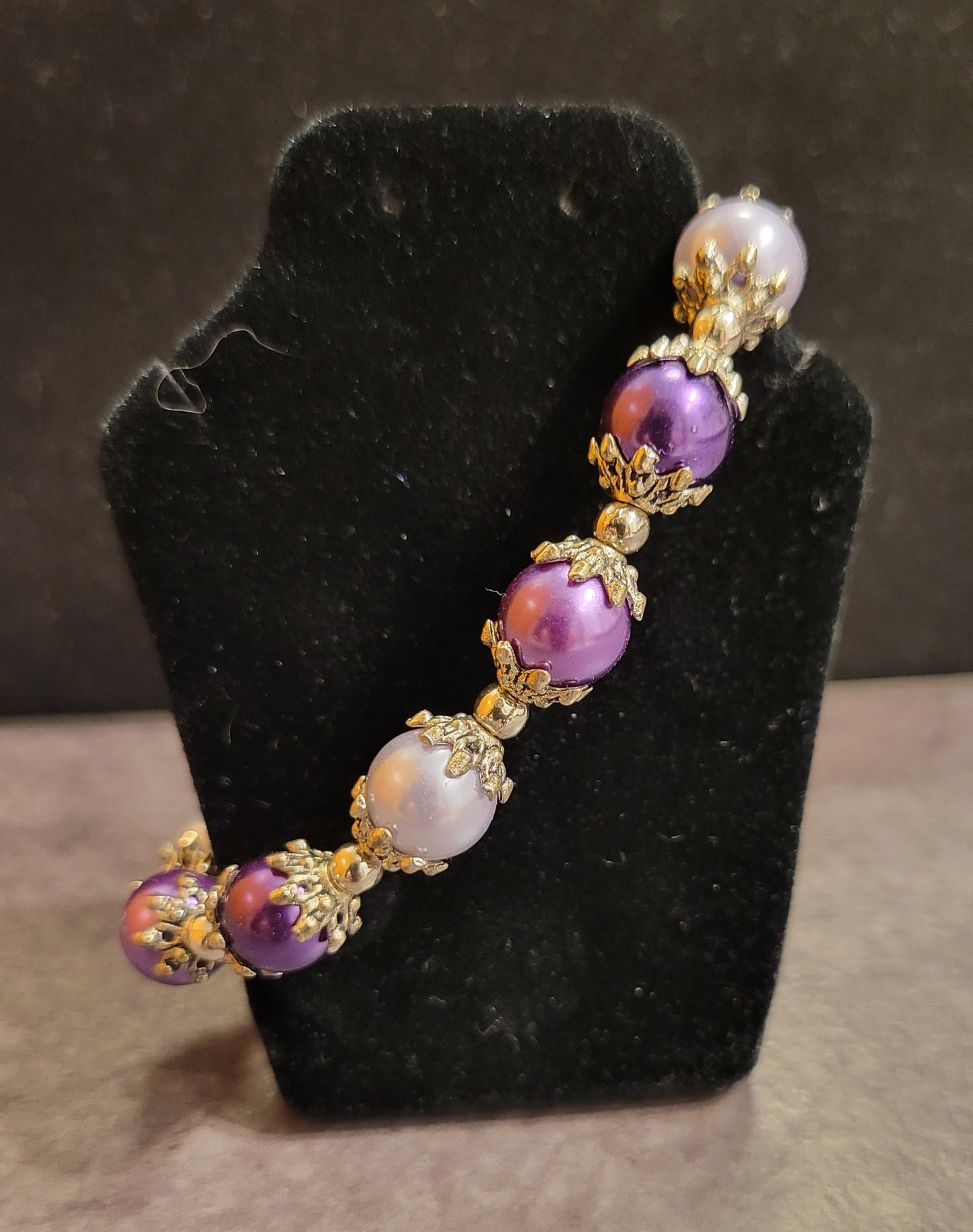 Bracelet - Purple & Silver Mix - Approx. 7 3/4"