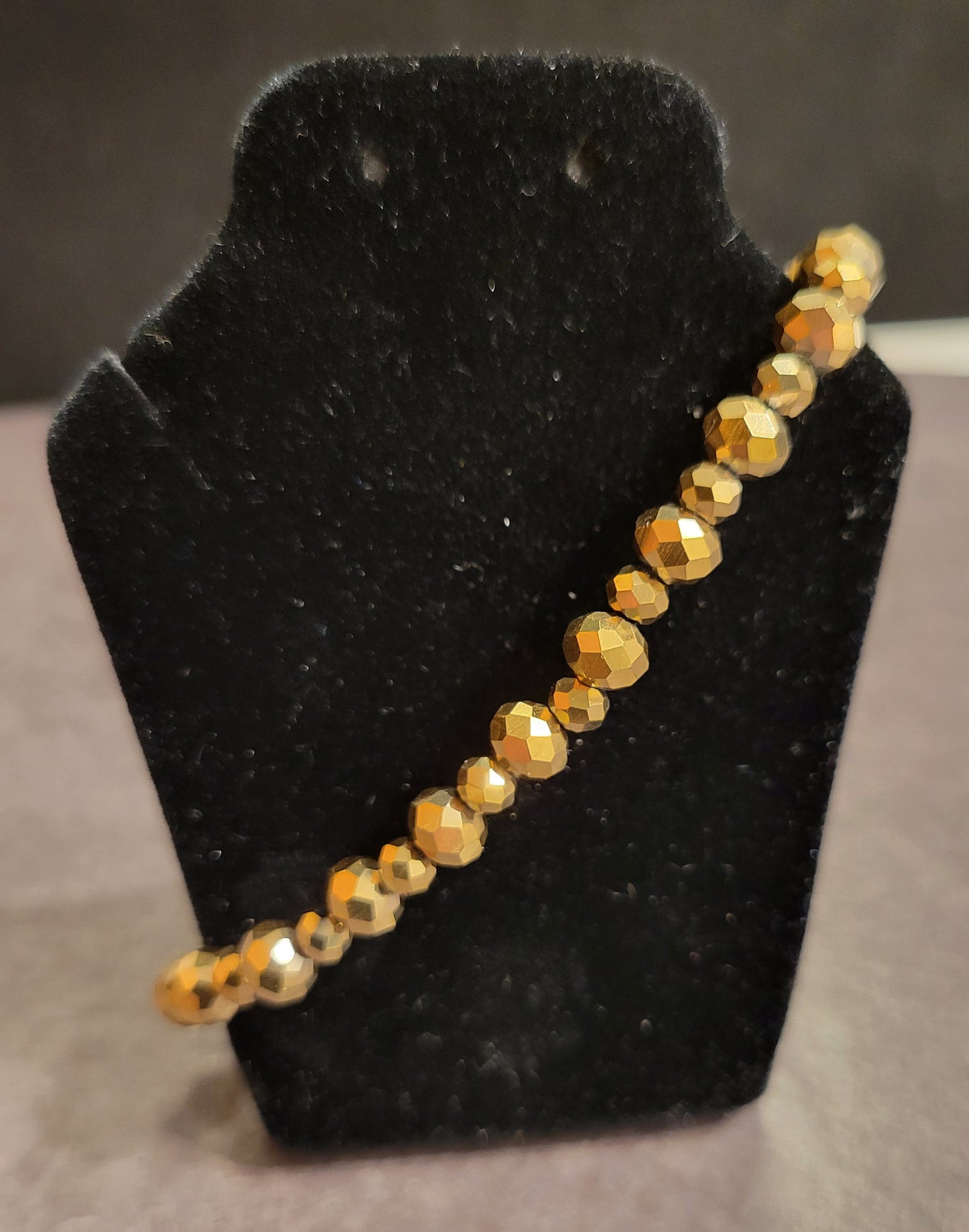 Stretch Bracelet - Gold Faceted Beads - Approx. 7 1/2"