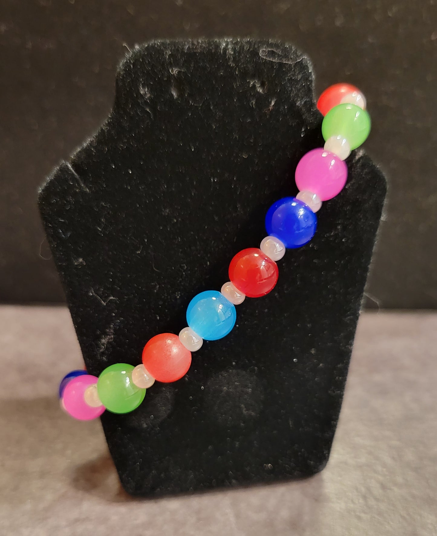 Stretch Bracelet - Multicolor Glass Rounds - Approx. 7 1/2"