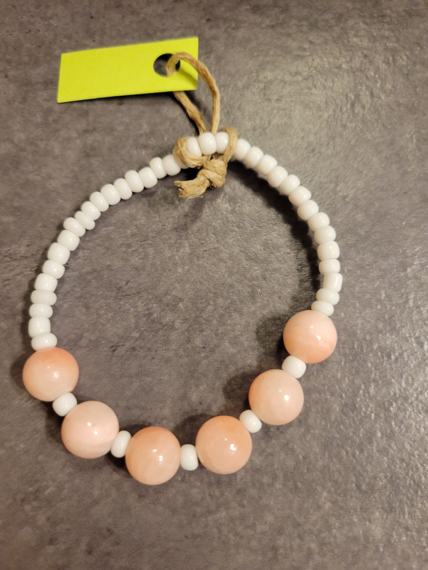 Stretch Bracelet - Peach & White - Approx. 7 1/2"