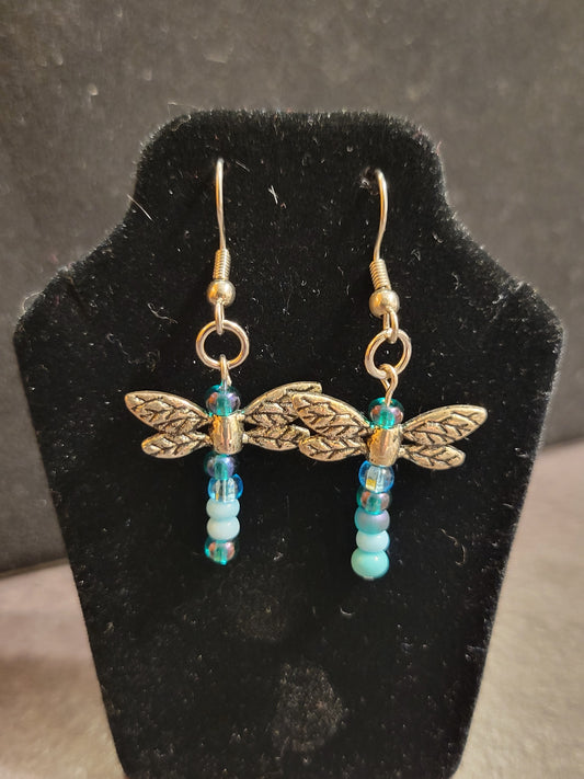 Dragonfly Earrings - Turquoise & Silver