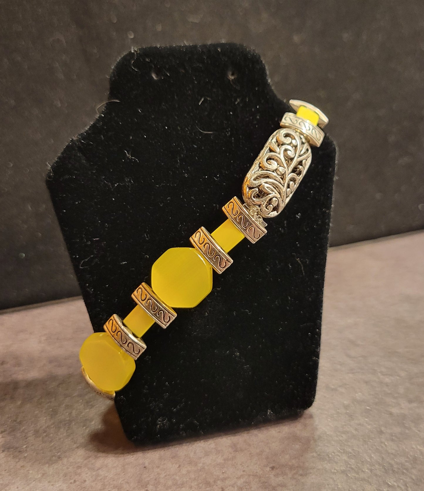 Stretch Bracelet - Yellow & Silver - Approx. 7 1/2"