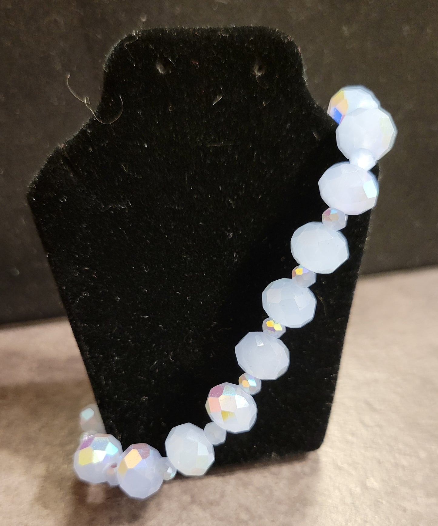 Stretch Bracelet - Light Blue Faceted - Approx. 7 1/2"