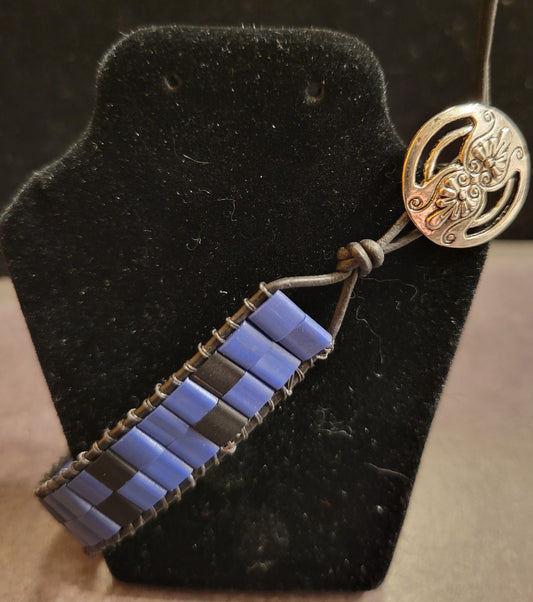 Black & Purple Tila Wrap Bracelet - Approx. 7 1/4"