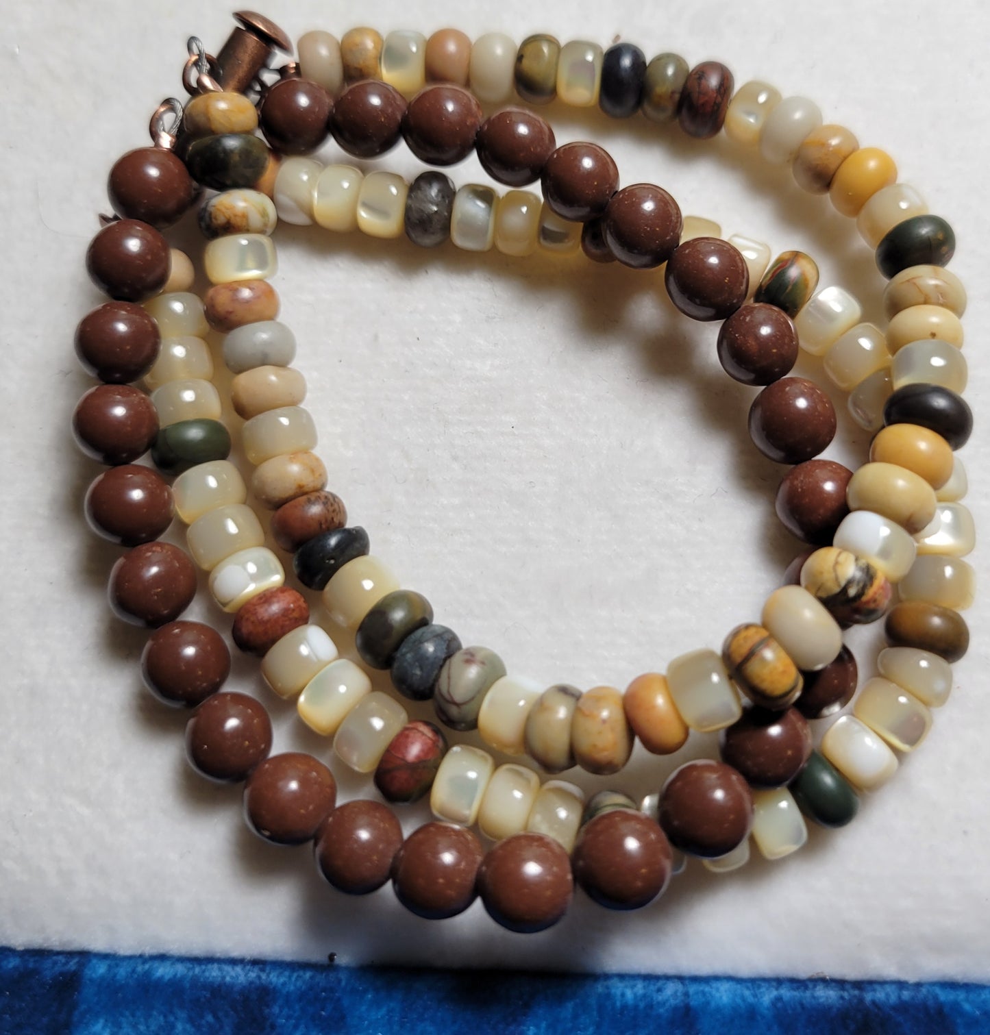 3 Strand Brown Mix Bracelet - Approx. 7 1/4"