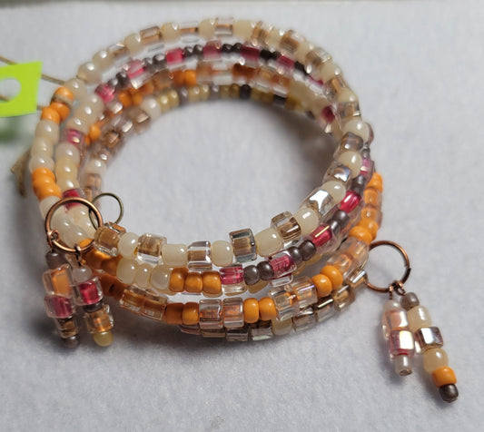 Peachy Beachy Memory Wire Bracelet