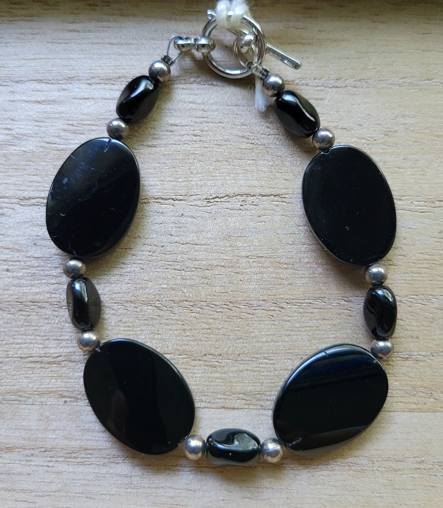 Black & Silver Toggle Bracelet - Approx. 7 1/2"