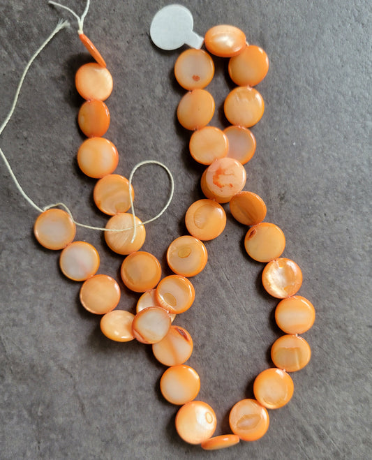 Orange Mother-of-pearl Shell (dyed) Beads