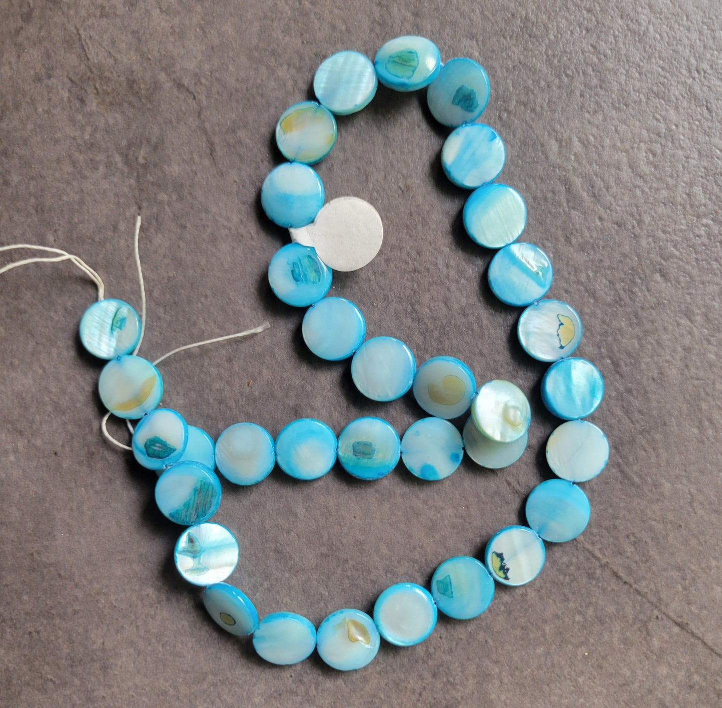 Blue Mother-of-Pearl Shell (dyed) Beads