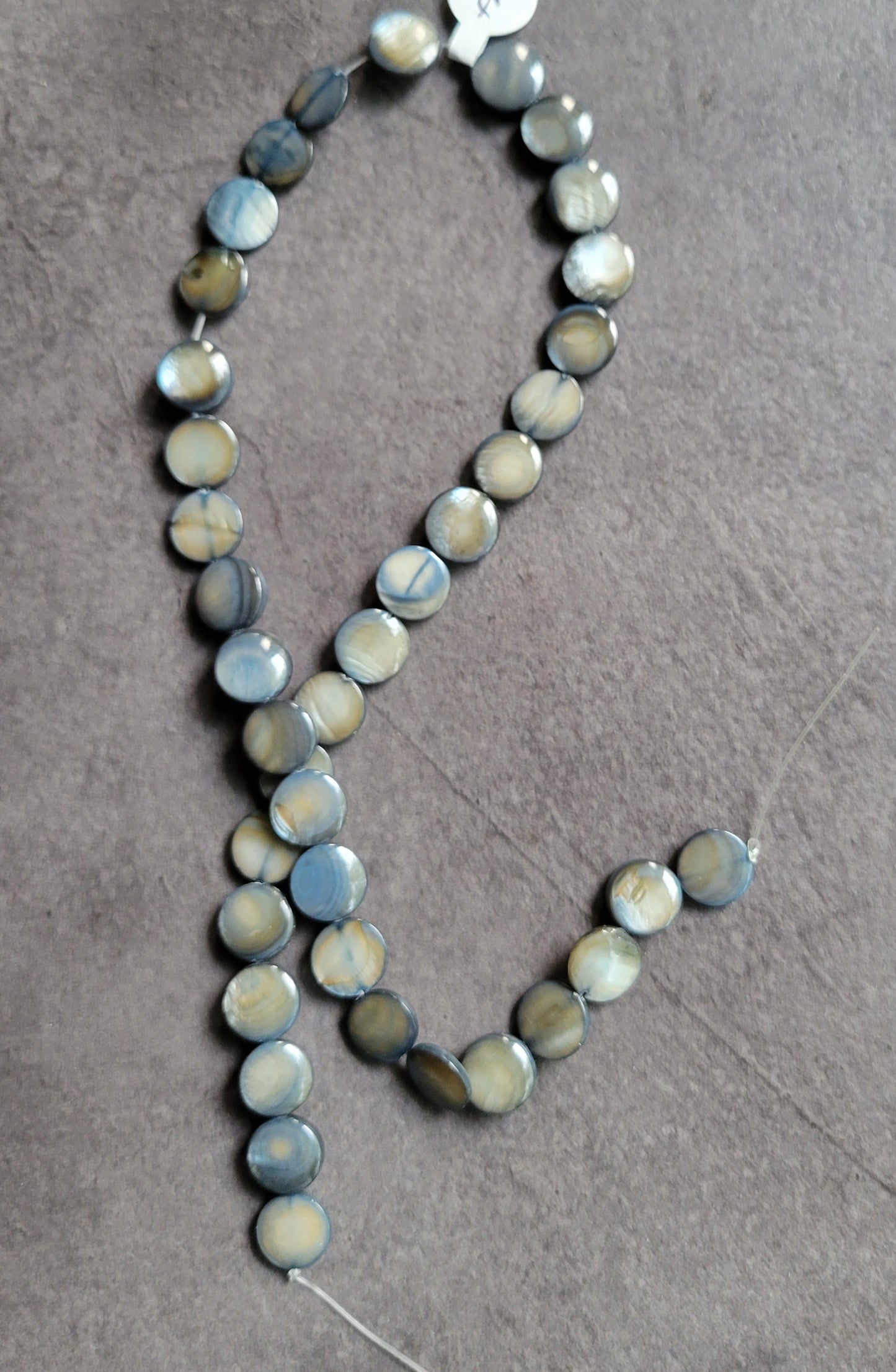 Blue Steel Mother-of-Pearl Shell (dyed) Beads - Approx, 16" strand