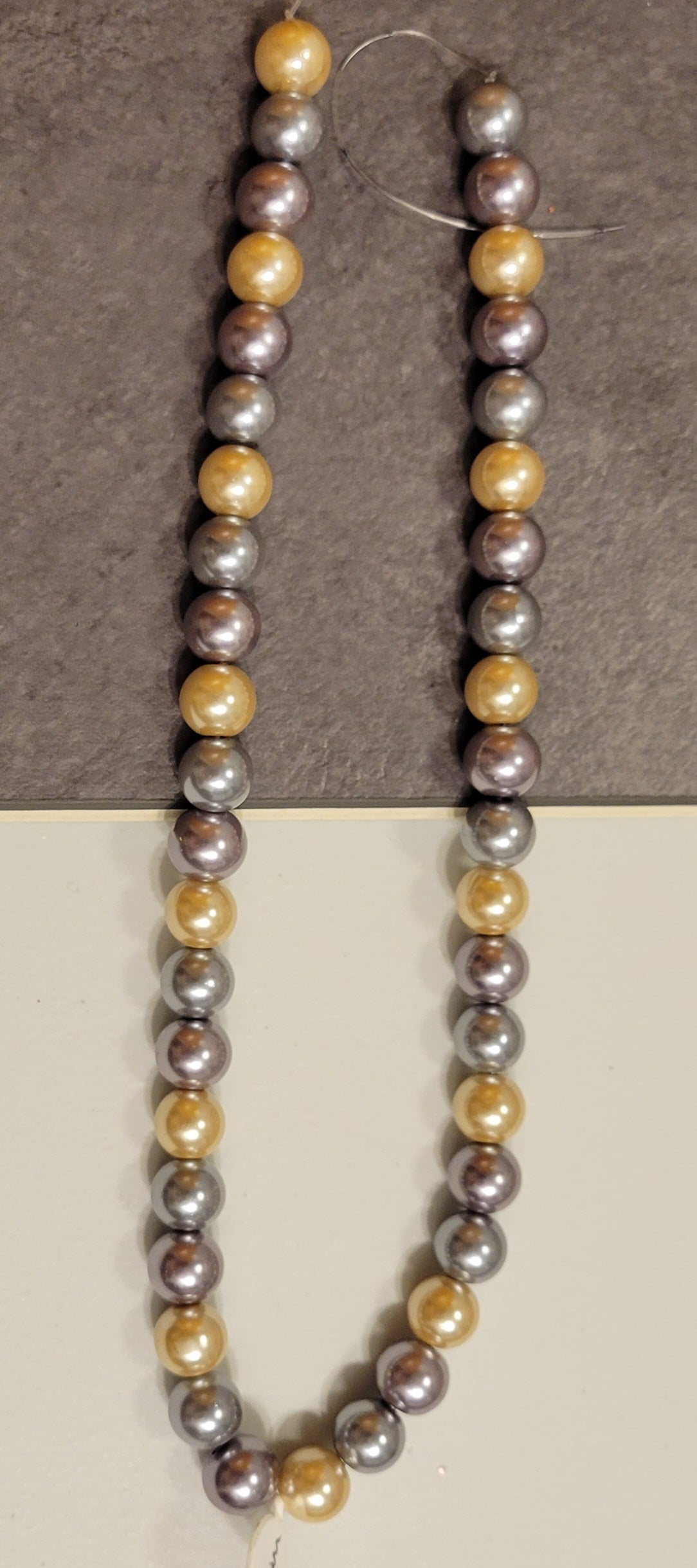 Gray & Champagne 10 mm Bead Rounds