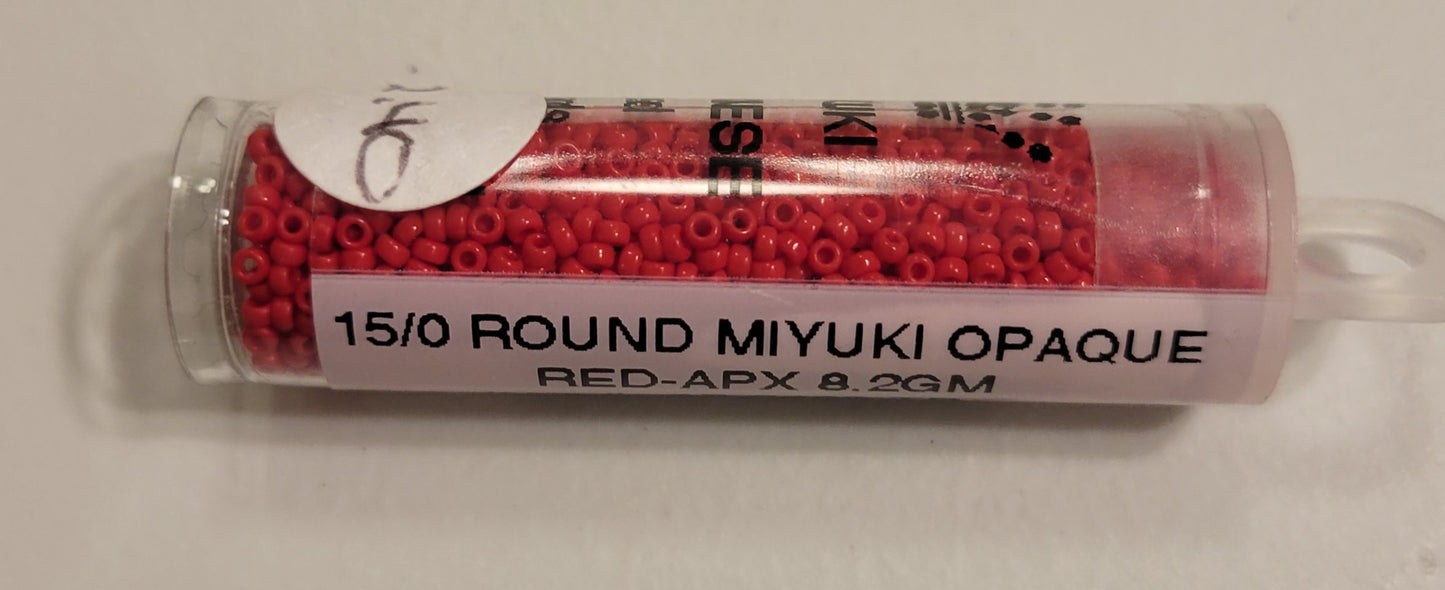 Opaque Red 15/0 Miyuki Round Seed Beads